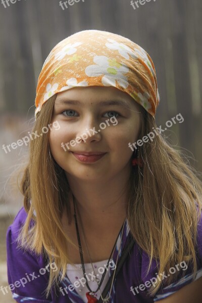 Girl Headband Portrait Young Adorable