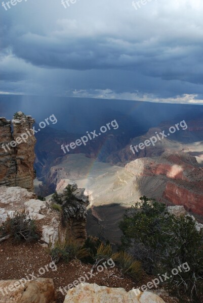 Rainbow Grand Canyon Rain National Park Canyon