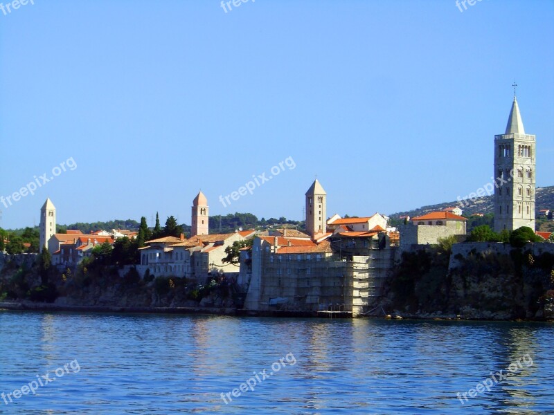 Croatia Rab Water Church Steeples Religion