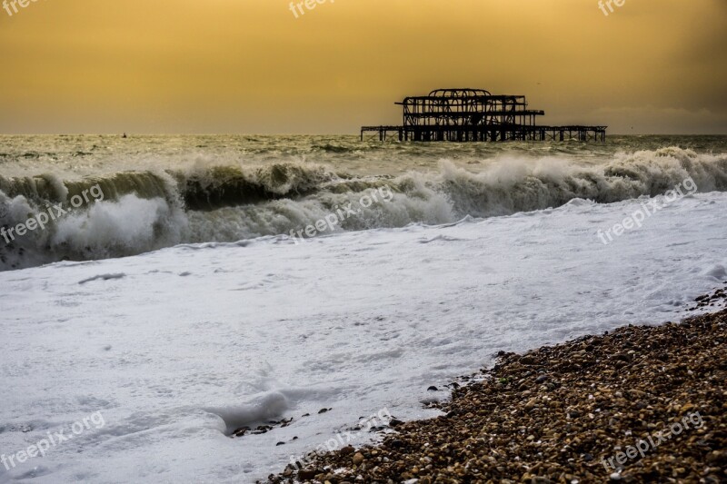 Brighton Brighton Pier Pier Beach Stormy