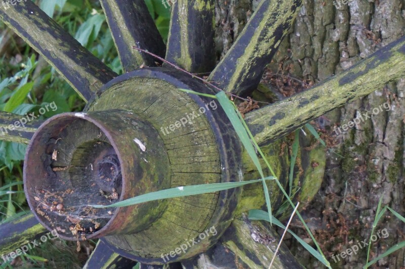 Old Wooden Wheel Agriculture Nostalgia Rim Old Wagon Wheel