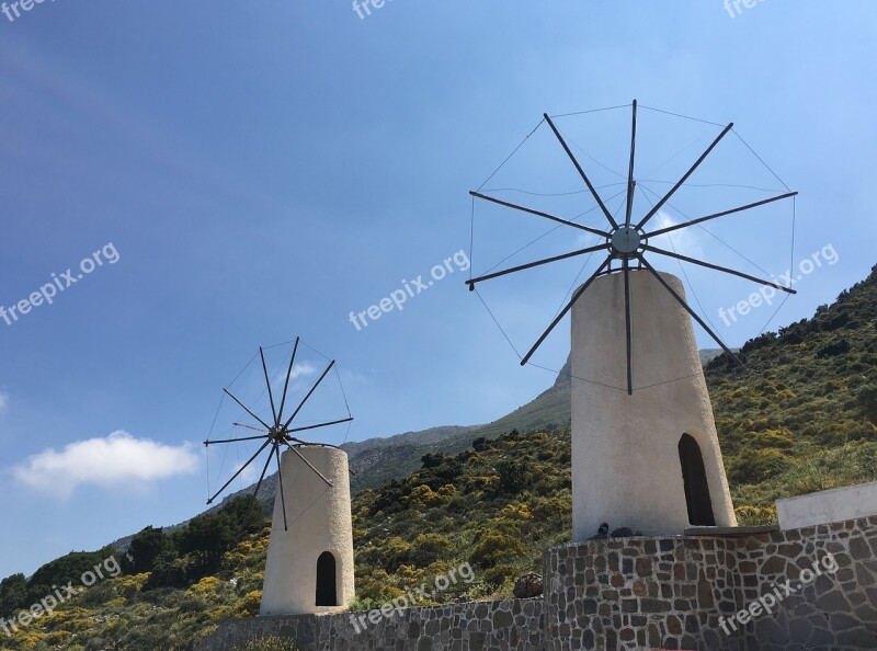 Crete Lasithi Plateau Wind Rooting Island Of Crete