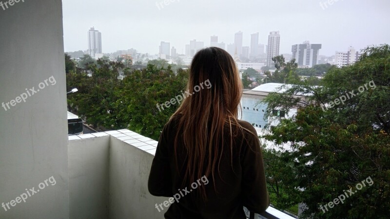 Girl On The Balcony Girl Balcony Climate Rain