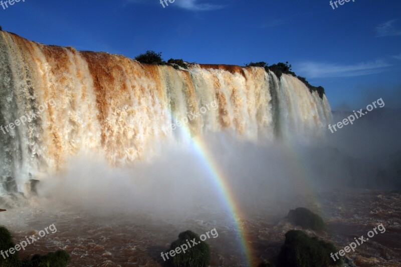 Iguazu Falls Waterfalls Brasil Water South