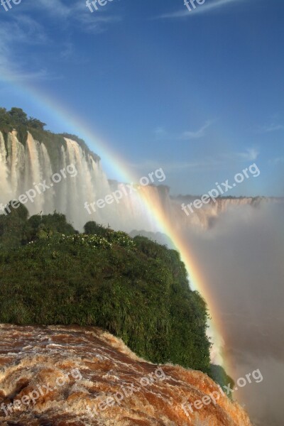 Iguazu Falls Waterfalls Brasil Water South