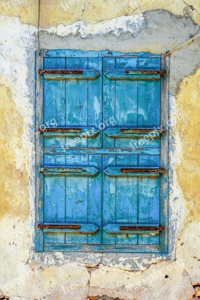 Window Wooden Blue Old Aged