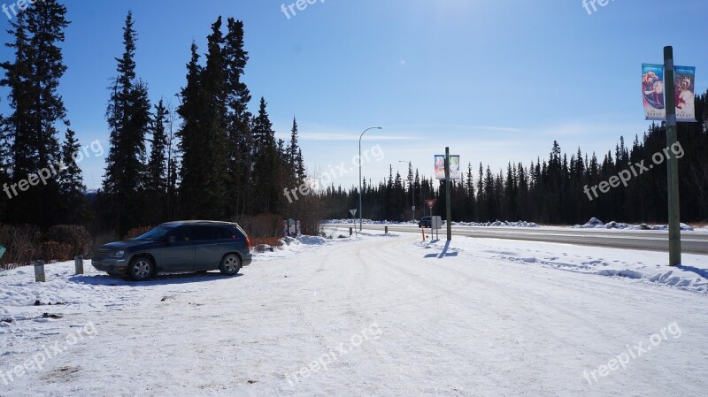 Whitehorse Highway Pullout Winter Snow Free Photos