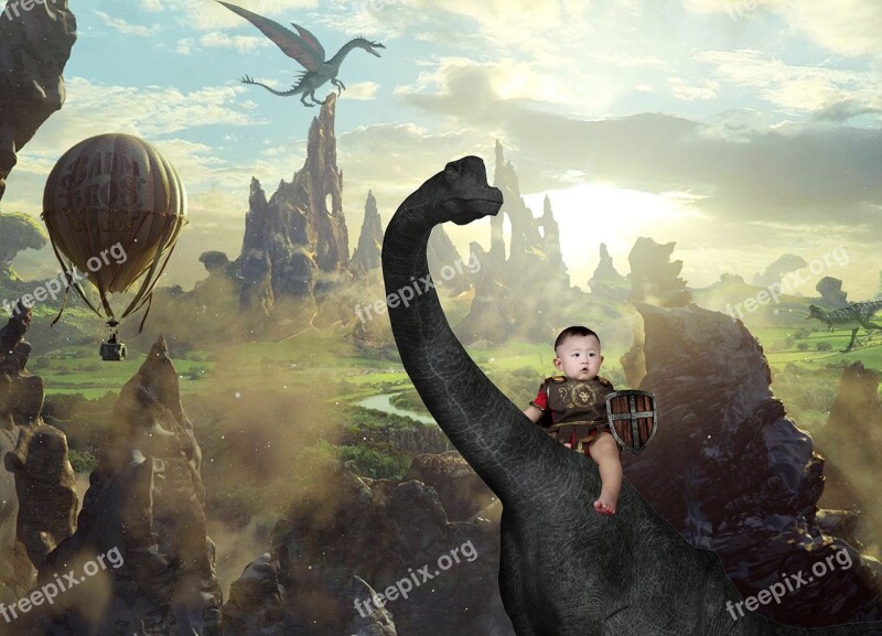 Fantasy Dinosaur Paladin Boy And The Dinosaur Jurassic Century