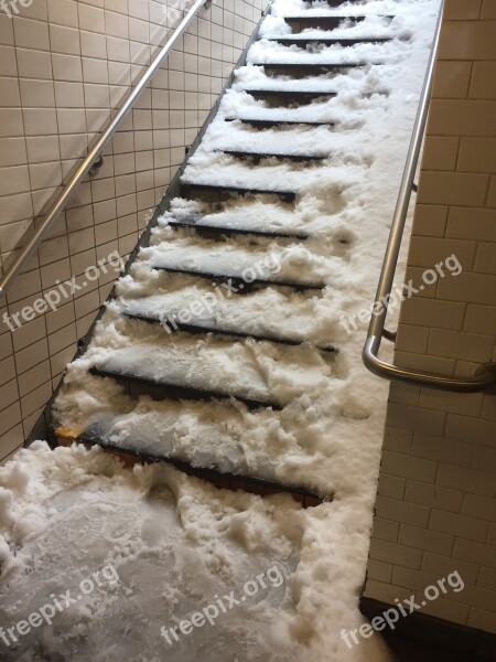 Snow Stairs Subway Free Photos