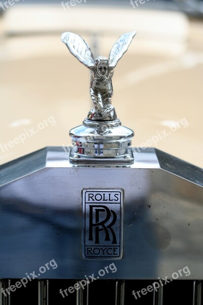 Hood Ornament Rolls Royce Antique Wings Chrome