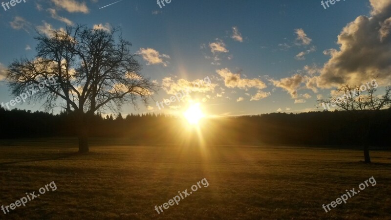 Sunset Sunbeam Sun Abendstimmung Setting Sun