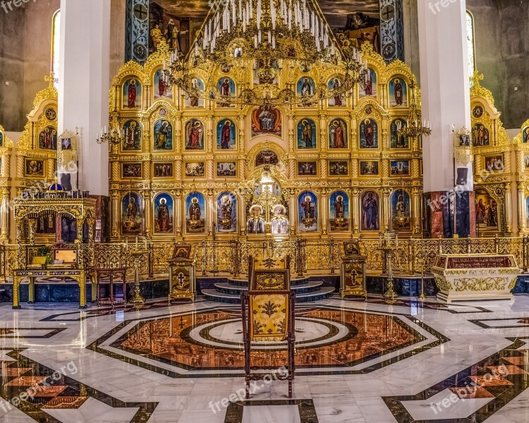 Tamassos Bishop Russian Church Icon Screen Golden Interior