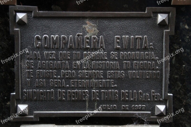 Eva Peron Cemetery Buenos Aires Monument Graveyard