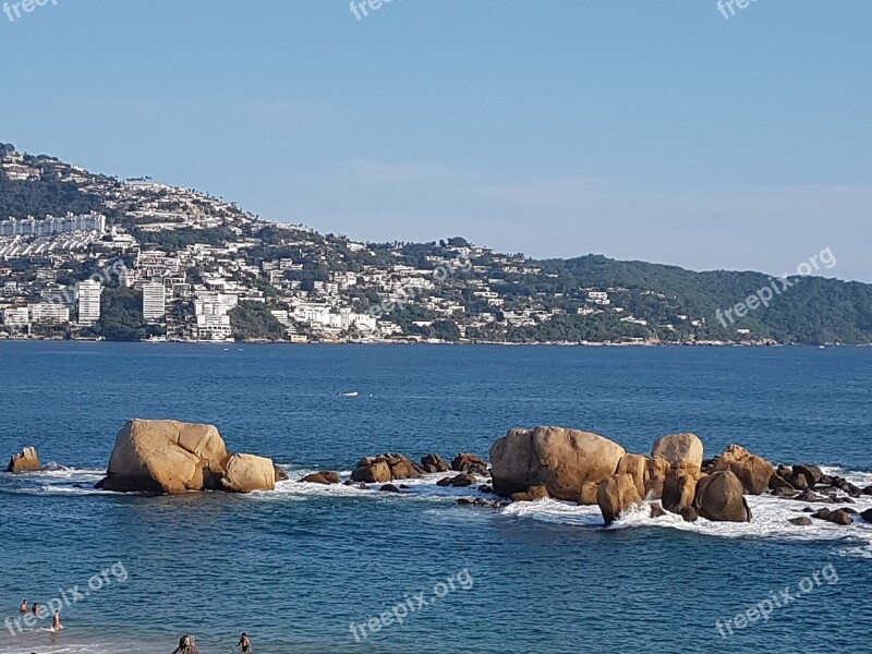 Acapulco Rocks Bay Sky Beach