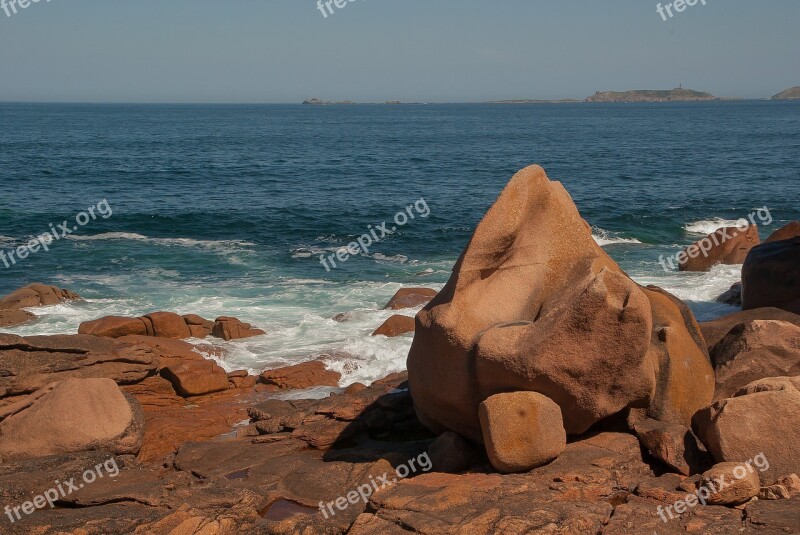 Brittany Perros Guirec Side Granite Rocks