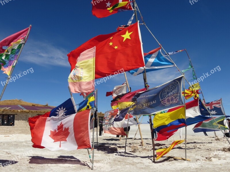 Flags World Uyuni Salar Bolivia