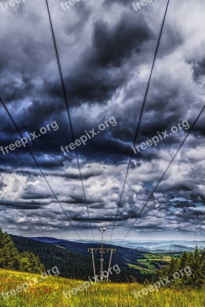 Bavarian Forest Ski Run Mountains Landscape Skiing