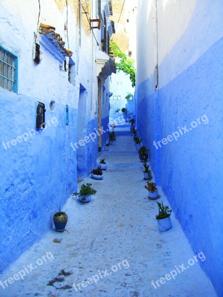 Chefchaouen Morocco Blue Alley Arabic