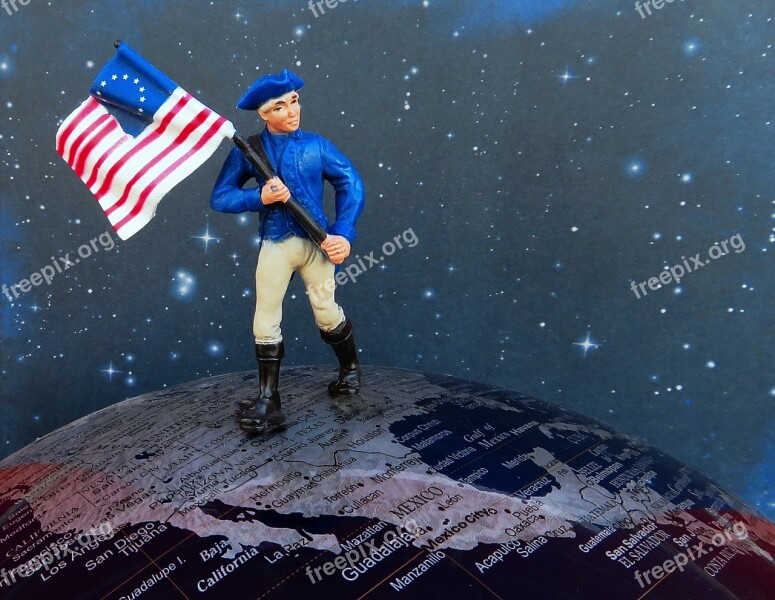 Soldier American Map Globe Flag