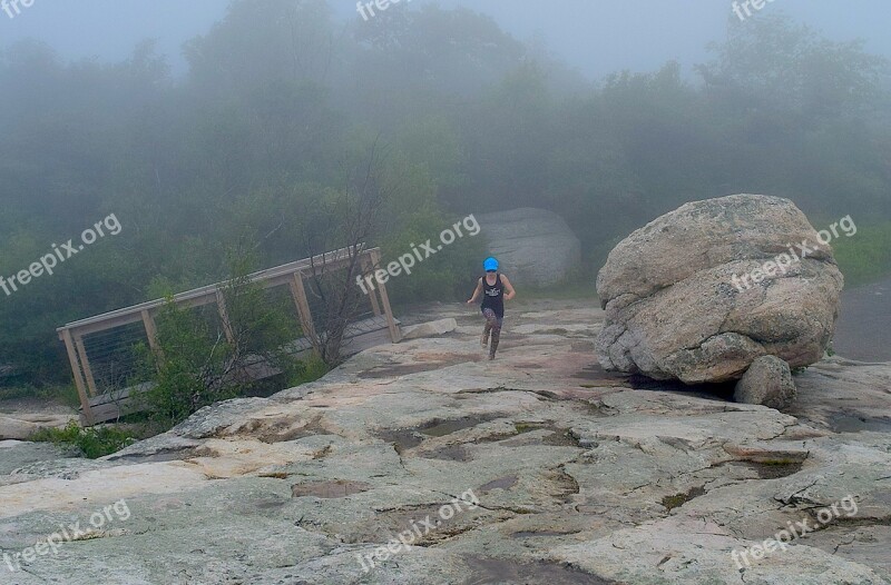 Girl Running Bridge Rock Boulder