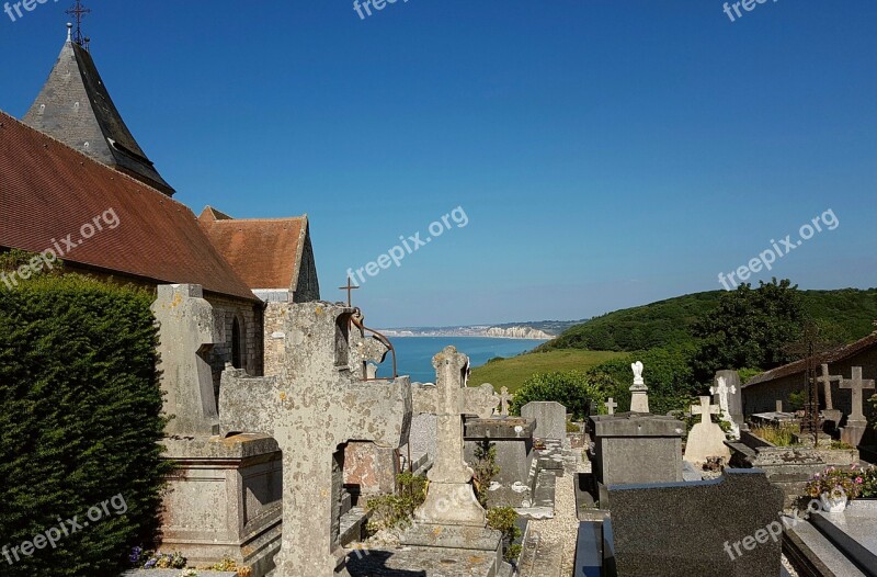 Church Cemetery Graves Crosses Normandy