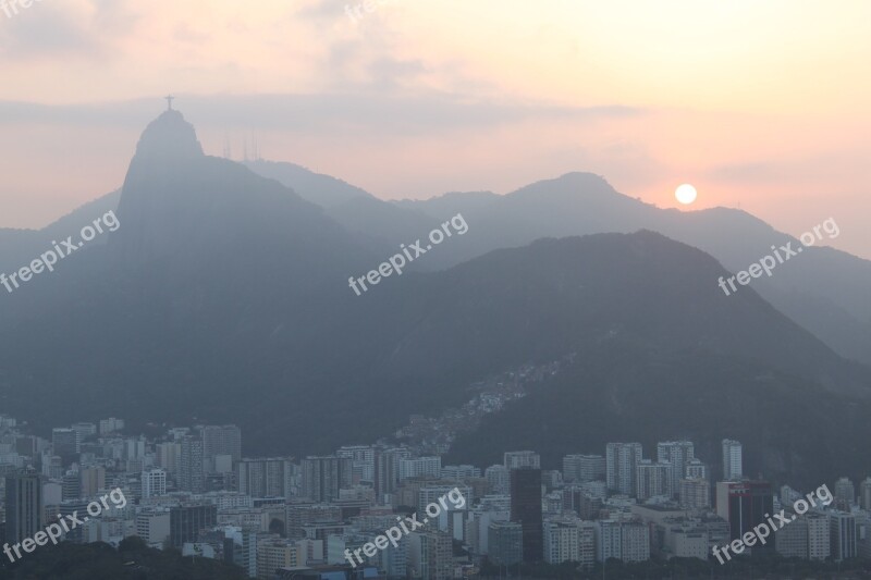 Rio De Janeiro Vacation Sunset Corcovado Free Photos