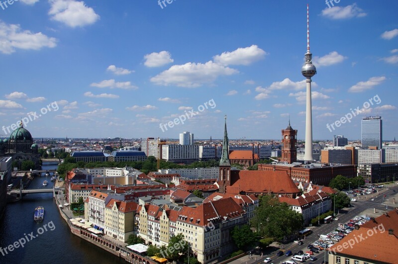 Berlin Tv Tower Nikolaiviertel Dom Skyline