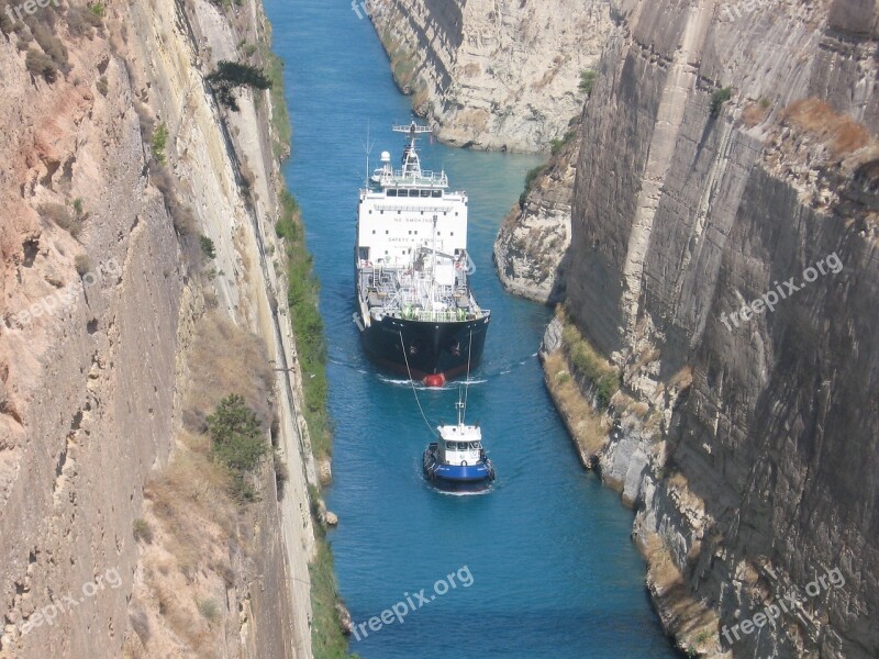 Corinth Canal Tight Ship Free Photos