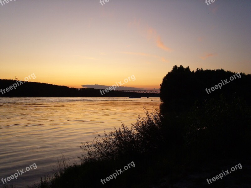 Danube Sunset Border River Water