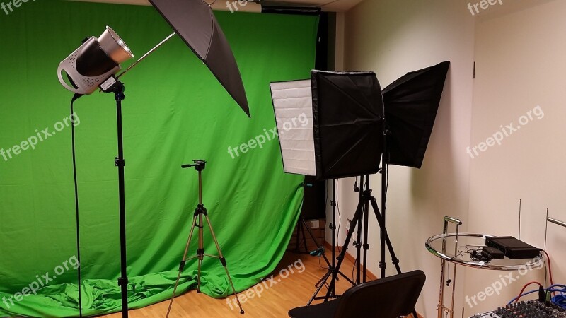 Photo Studio Studio Video Projector Green Background Projection