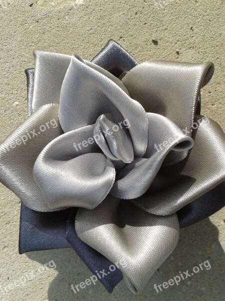 Kanzashi Rose Grey Silver Bijou