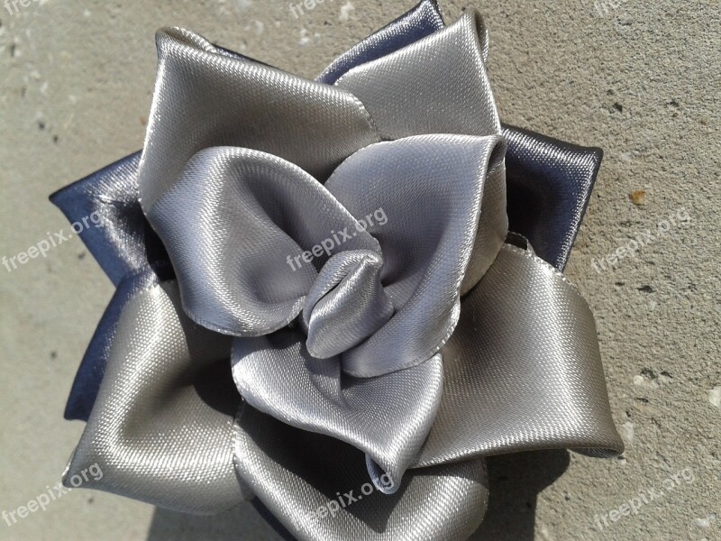 Kanzashi Rose Grey Silver Bijou