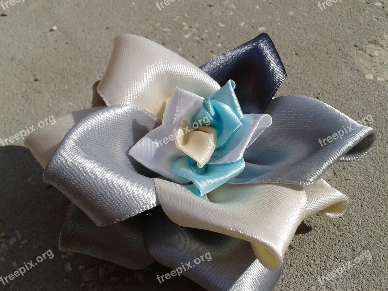 Kanzashi Rose White Silver Bijou