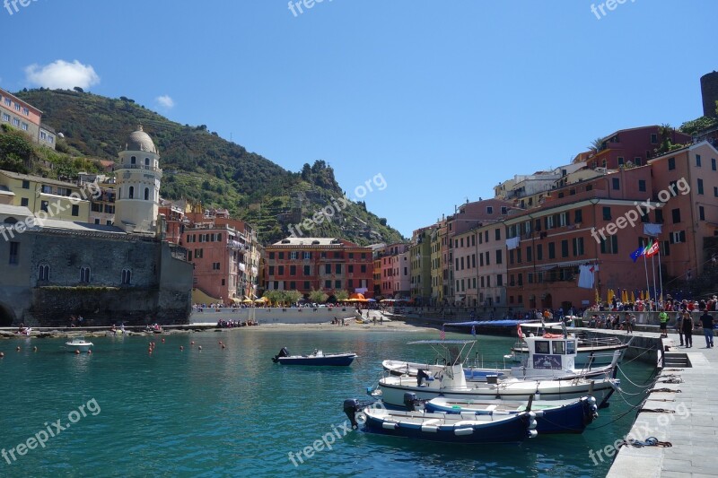 Cinque Terre Italy Sea Boats Europe