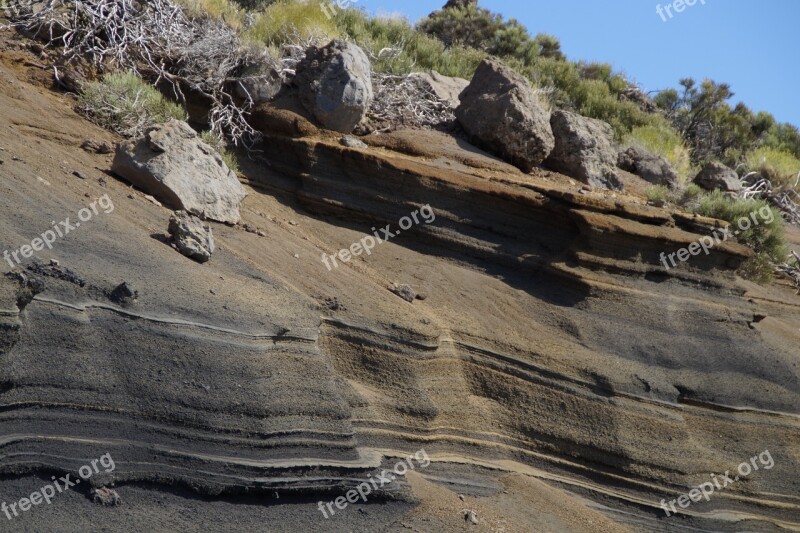 Rock Layers Mountain Tenerife Fouling Sand