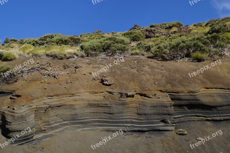 Rock Layers Mountain Tenerife Fouling Sand