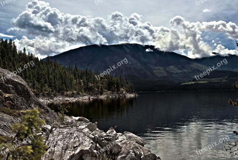 Landscape Clouds Trees Mountains Valley