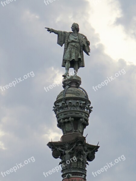 Christoph Columbus Statue Barcelona Spain