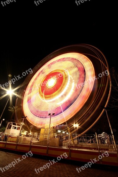 Ferris Wheel Long Exposure Amusement Park Architecture City