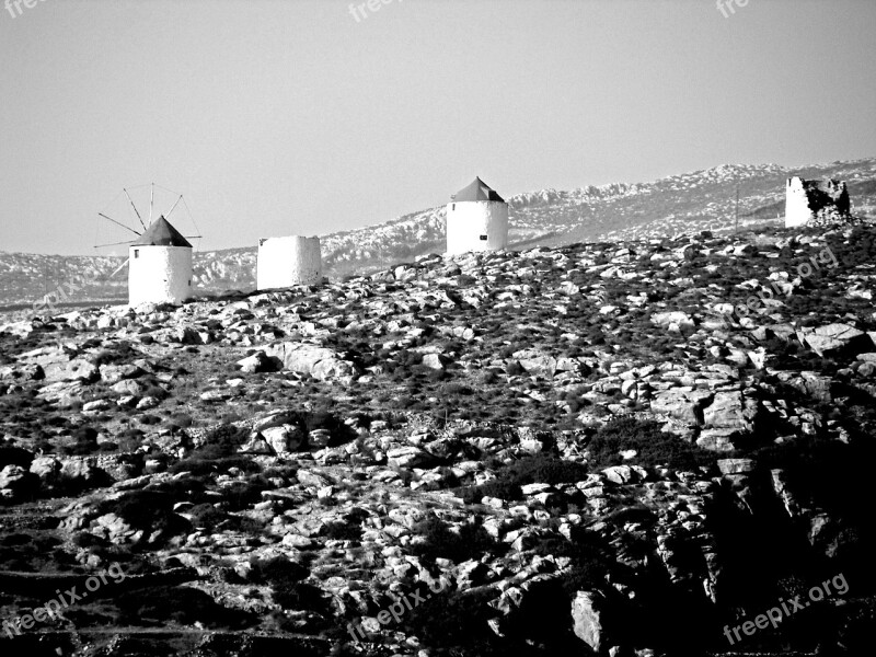 Windmills Building Architecture Amorgos Cyclades