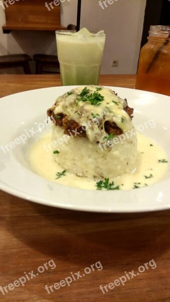 Creamy Rice Food Beef Patty