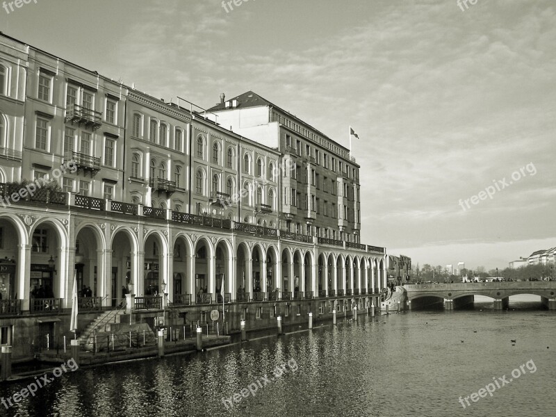 Architecture Building Alsterarkaden Hamburg Town Hall