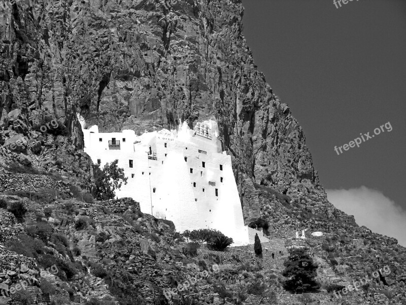 Monastery Cliff Cyclades Amorgos Greece