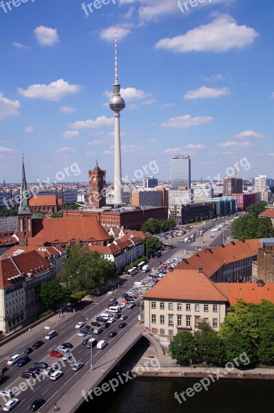 Tv Tower Berlin Alexanderplatz Town Hall Nikolaiviertel