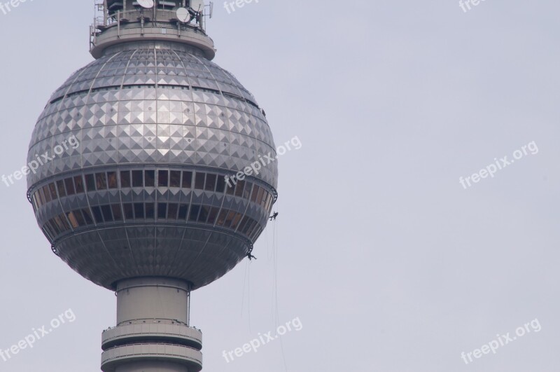 Berlin Tv Tower Construction Work Workers Fear Of Heights