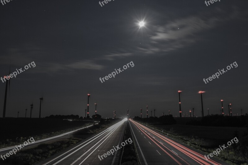 Traffic Night Long Exposure Highway Spotlight