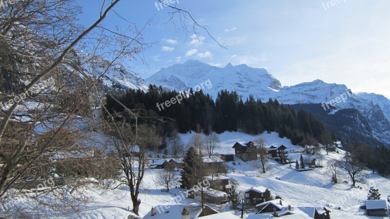 Jungfrau Mountain January 3 2012 Winter Wengen Switzerland