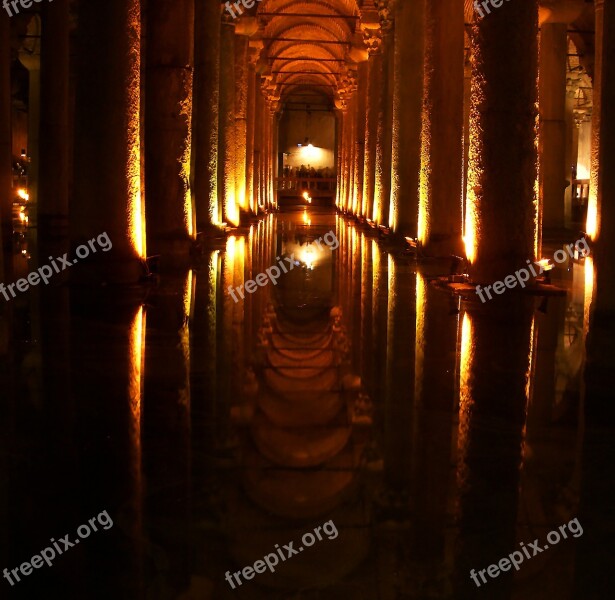 Cave Columnar Mirroring Turkey Istanbul