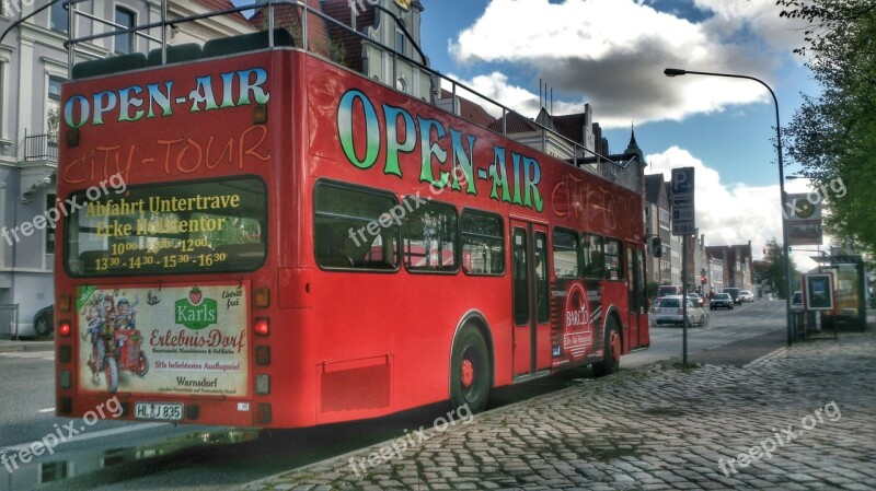 Bus Double Decker Open At The Top Red Lübeck