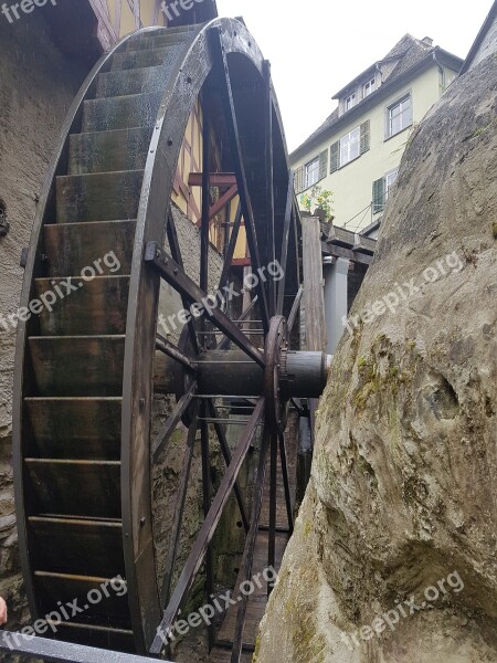 Waterwheel Middle Ages Meersburg Lake Constance Water Power